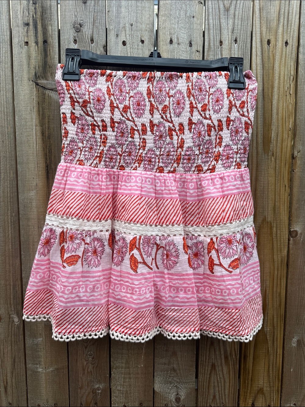 Bell by Alicia bell Pink Floral Smocked Tiered Mini Skirt